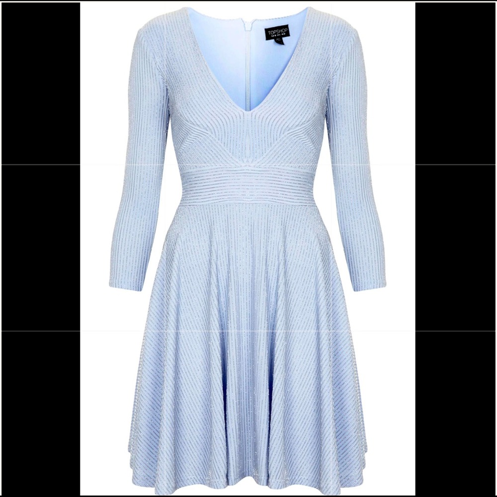 ISO Topshop Pinstripe Skater Dress Light Blue